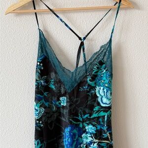 Floral Lace Trim Slip Dress